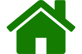 Green house icon symbolizing home or real estate.
